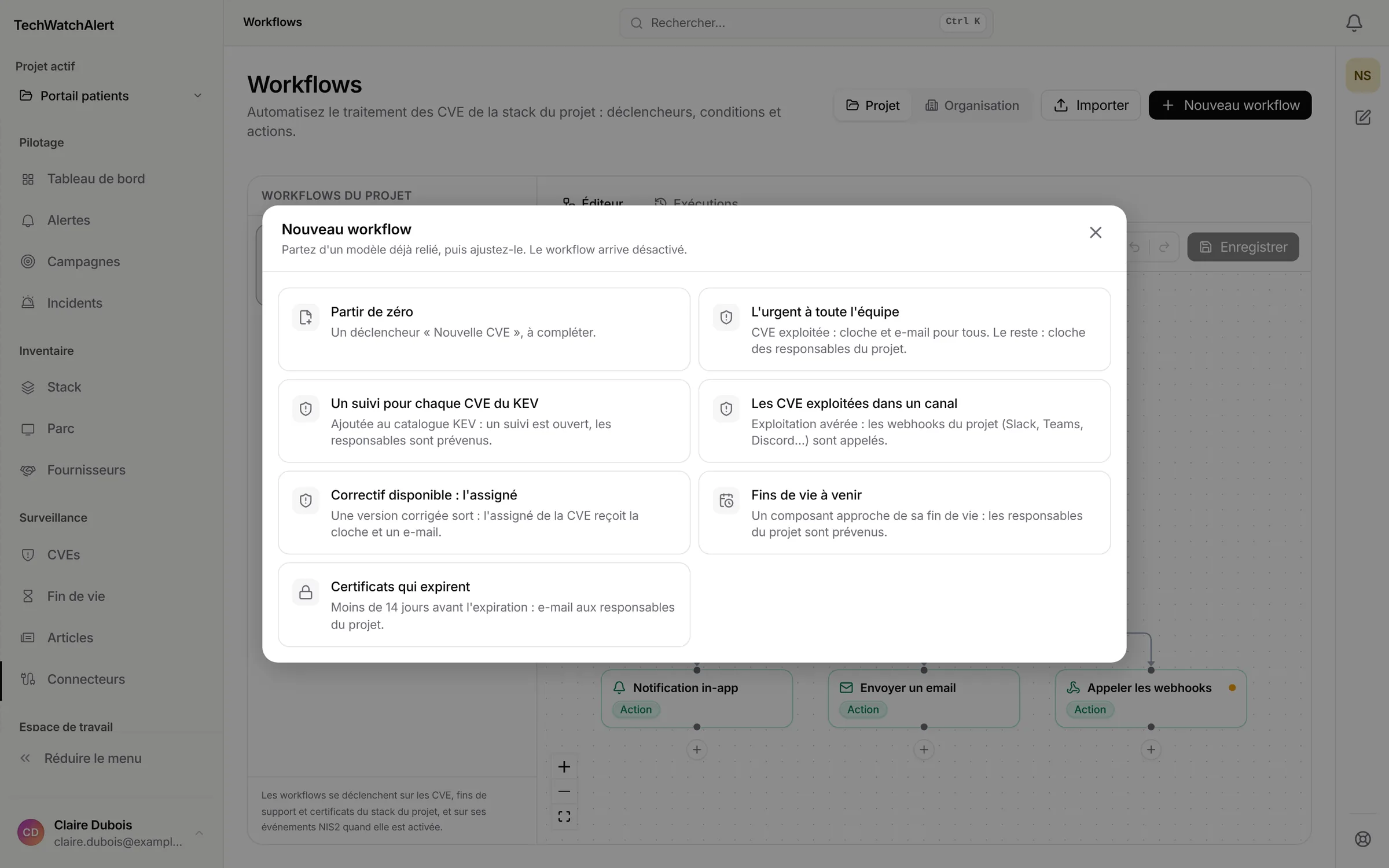 Galerie de modèles de workflows