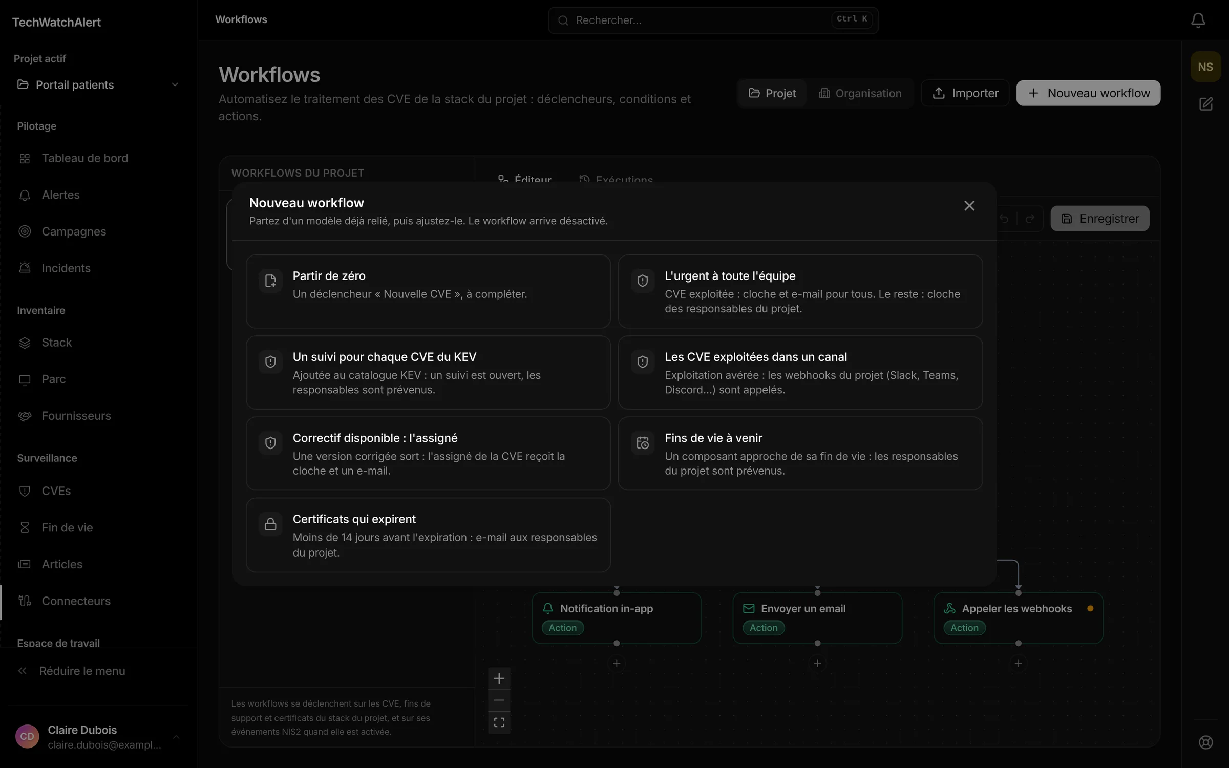 Galerie de modèles de workflows